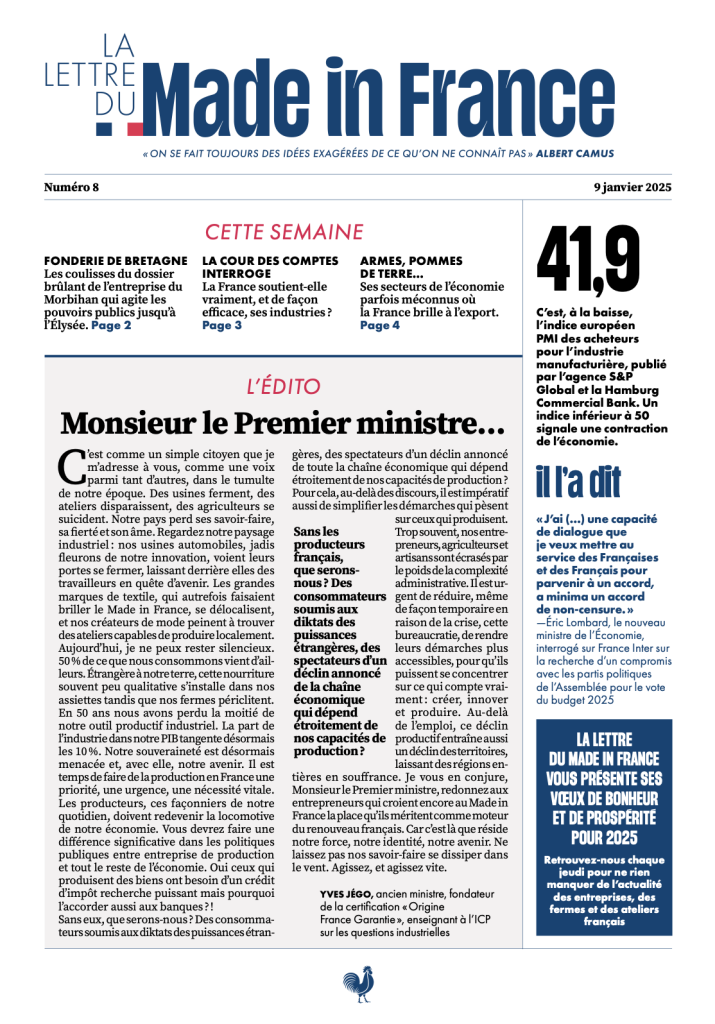 La une du numéro 8 de La Lettre du Made in France