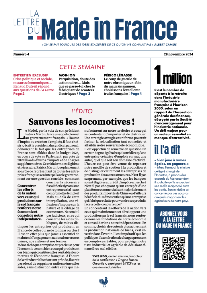 La une du numéro 4 de La Lettre du Made in France