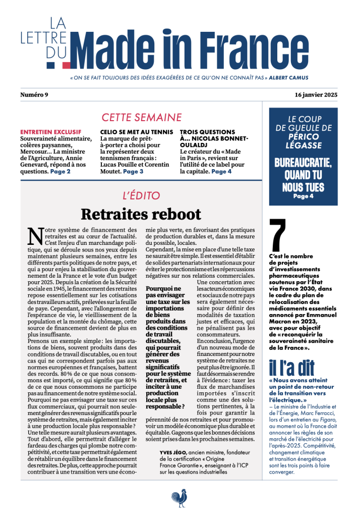 La une du numéro 9 de La Lettre du Made in France