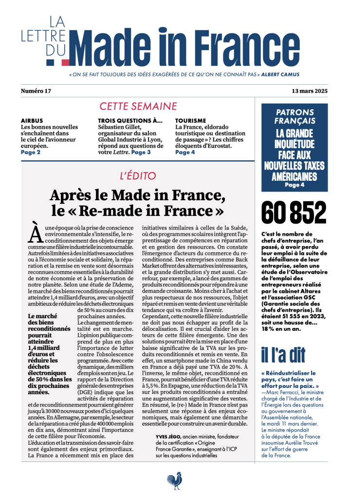 La une du numéro 17 de La Lettre du Made in France