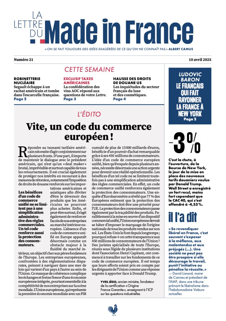 La une du numéro 21 de La Lettre du Made in France