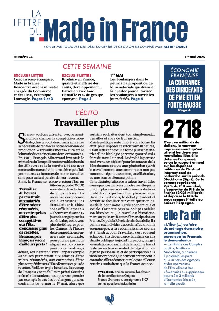 La une du numéro 24 de La Lettre du Made in France
