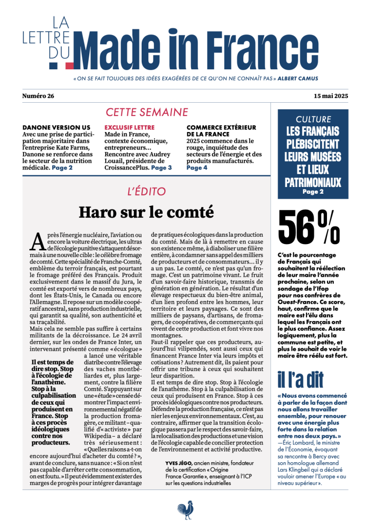 La une du numéro 26 de La Lettre du Made in France