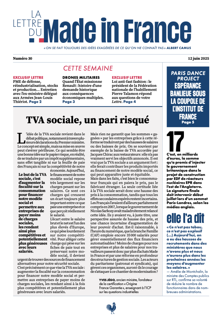 La une du numéro 30 de La Lettre du Made in France