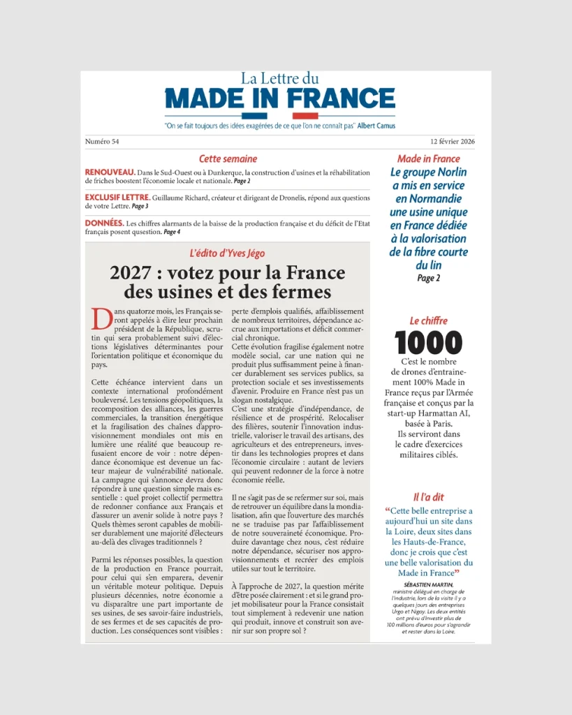 La une du numéro 54 de La Lettre du Made in France