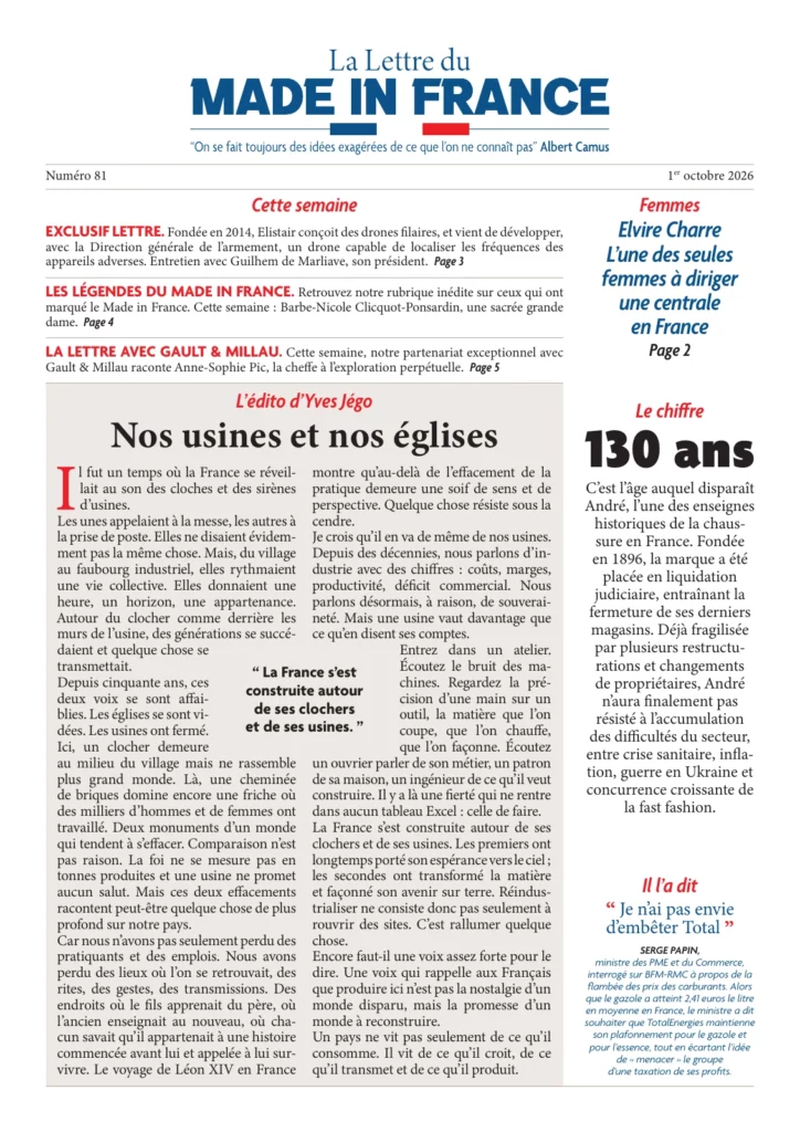 La une du numéro 81 de La Lettre du Made in France